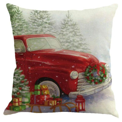 

UpperX Vintage Printing Christmas Sofa Bed Home Cafe Decor Pillowcase Square Linen Throw Pillow Cover Invisible Zipper45x45cmCar