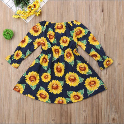 

Kids Toddler Baby Girls Party Princess Dress Sunflower Tutu Dresses Clothes