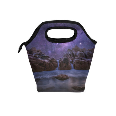 

Lunch Bag Mystery Starry Tote Travel Picnic Insulated Handbags Portable Zipper Lunch Bag Box