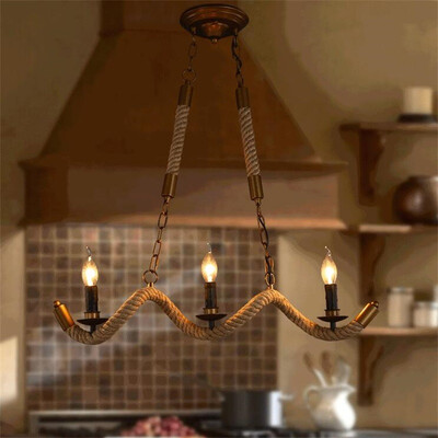 

JUEJA American Industrial Retro Rope Process Style Pendant Lights for Dining Room Coffee Bar Lamp