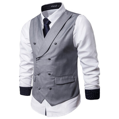 

AOWOFS2018 autumn new mens solid color vest business casual small vest S-5XL MJ003