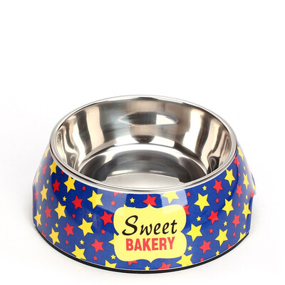 

Pet products cartoon stainless steel two in one thick anti-skid bowl dog bowl cat bowl pet Basin