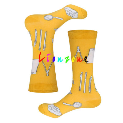 

LIONZONE Women Happy Socks Unisex Colored Cats Robots Stationery Brand Designer Cotton Warm Casual Socks Funny Gift For Lovers