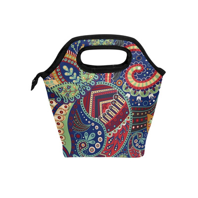 

Insulated Lunch Tote Bag Colorful Pattern Travel Picnic Lunch Handbags Portable Zipper Lunch Bag Box