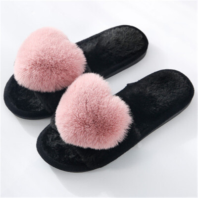 

Plush sweat-heart TPR soles cotton open-toed slippers