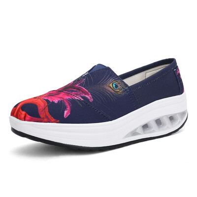 

2018 summer shoes canvas rocking shoes female thick bottom increased platform shoes casual shoes a pedal lazy shoes