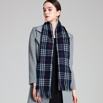 

WILLIAM&KATE William Kate British Plaid Wool Scarf Navy WJ36686