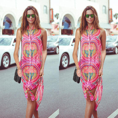 

Vintage Sexy Women Summer Boho Long Maxi Evening Party Dress Floral Sundress New
