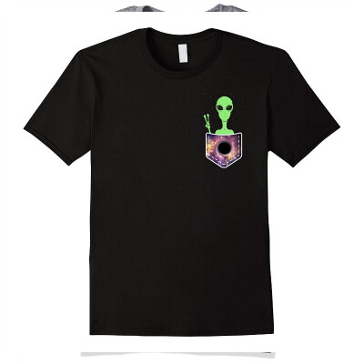 

Alien Pocket T Shirt UFO from Cosmic Space Peace sign Tee