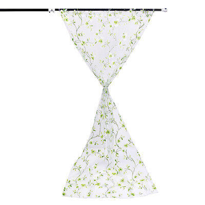 

Fresh Green Flower Print Sheer Curtain Panel Window Balcony Tulle Room Divider