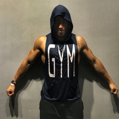 

Gym Hot Men Clothing Hoodie Stringer Bodybuilding Tank Top hooded Muscle Shirt