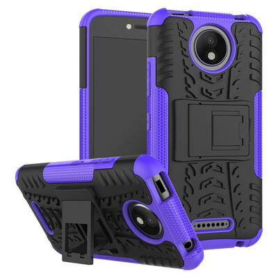 

Fivice Motorola Moto C Plus Case TPU anti-fall tire pattern back clip bracket phone case