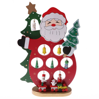 

UpperX Wooden Santa Desktop Christmas Decor Mini Wooden Ornaments&Mini Trains Collection Holiday Decors Standing 10inch High