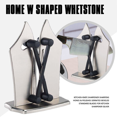

UpperX Kitchen Knife Sharpener Sharpens Hones & Polishes Serrated Beveled Standard Blades For Kitchen Sharpener Silver