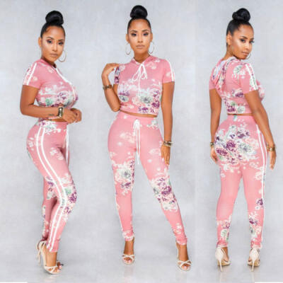 

Women Crop Top Blouse Pants Two-piece Playsuit Bodysuit Jumpsuit Romper Set