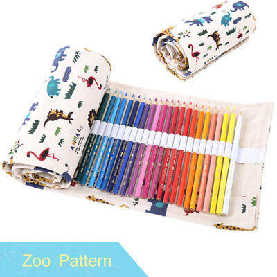

New 364872 Holes Canvas Wrap Roll Up Pencil Bag Pen Case Holder Storage Pouch