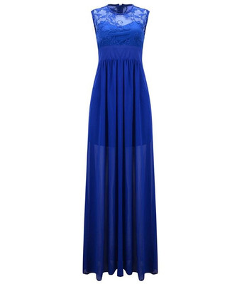 

Formal Evening Dresses Long Ever Pretty Women Elegant Navy Blue White scoop neck Sleeveless Empire Evening Dresses 2018 New
