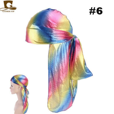 

MenWomen Silk Laser Polyester Bandana Hat Durag Rag Tail Headwrap Headwear Gift