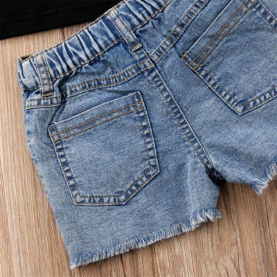 

AU Toddler Kids Baby Girl Sunflower Tops Vest Denim Pants Shorts Outfits Set H