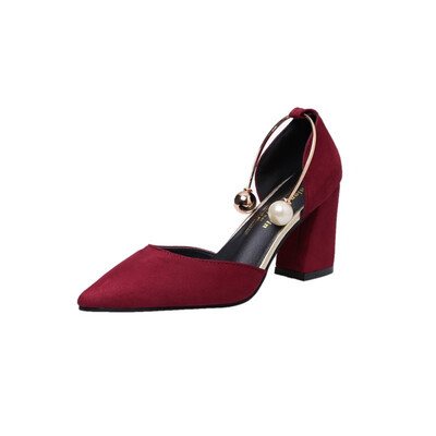 

2018 spring new Korean version of the wild single shoes pointed thick with sexy high heels female shallow mouth with womens shoes