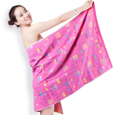 

Jingdong supermarket] Sanli cotton AB version of jacquard bath towels men and women with the same paragraph 70 × 140cm rose red