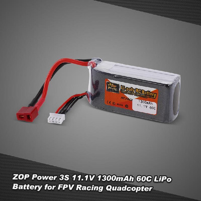 

ZOP Power 3S 111V 1300mAh 60C High Rate T Plug LiPo Battery for QAV250 H210 LS180 FPV Racing Quadcopter RC Car Boat