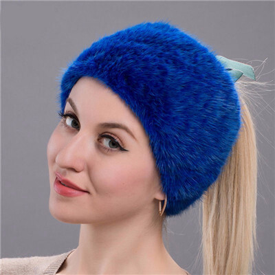 

New quality Winter New Mink Scarf Women Real Mink Fur Hat Knitted Mink Fur Headband Muffler Ring Russian Elastic Neckerchief