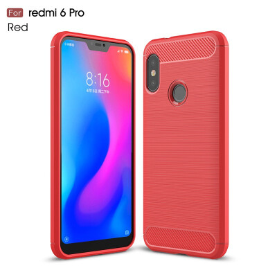 

Fivice Xiaomi Redmi 6 pro case Luxury brushed carbon fiber TPU soft shell