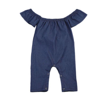 

US Newborn Infant Baby Girl Kids Denim Romper Jumpsuit Bodysuit Clothes Outfits