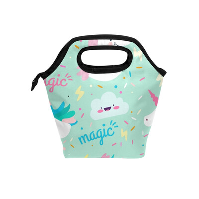 

Lunch Bag Tote Bag Clouds Unicorn Travel Picnic Organizer Lunch Holder Handbags Lunch Bag Box for Office