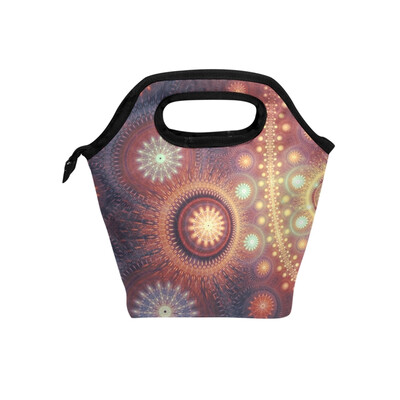 

Insulated Lunch Tote Bag Abstract Fractal Travel Picnic Lunch Handbags Portable Zipper Lunch Bag Box