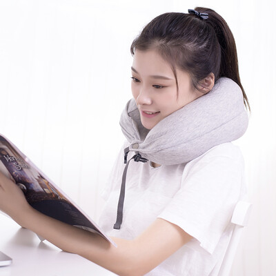 

Beijing made Thailand natural latex particles U-shaped pillow cotton fabric multi-function neck pillow travel pillow light gray