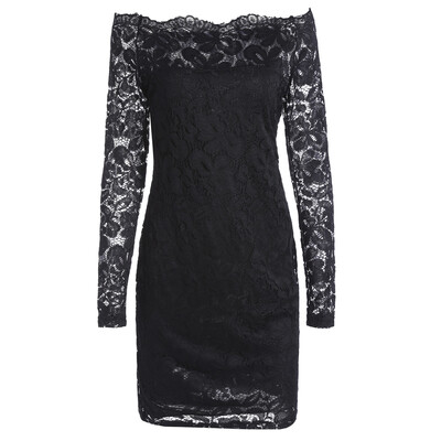 

Off Shoulder Long Sleeve Lace Dress