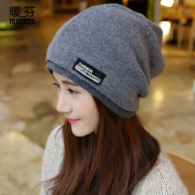 

Warm Fen NuanFen hat female winter Korean version of the curling wool hats trend trend fashion earmuffs knit hat simple maternity month hat TS007MZA light gray