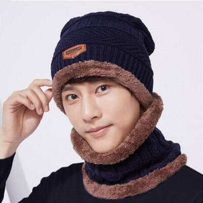 

New Men Women Winter Warm Crochet Knit Baggy Beanie Wool Hat Ski Cap Scarf Set