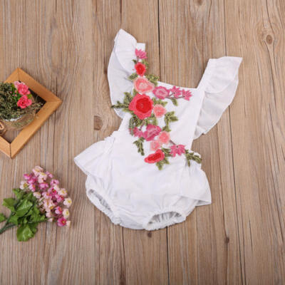 

Newborn Infant Baby Girl Rose Romper Back Cross Bandage Outfit Kid Bodysuit 0-2Y