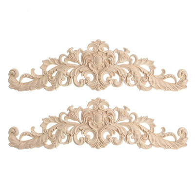 

UpperX 2pcs Craft Wood Cabinet Furniture Carving Corner Wood Ornament Wood Ornaments Handmade