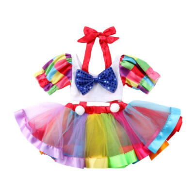 

Toddler Baby Girls Rainbow Suspender Skirt Overalls Infant Baby Skirts Summer