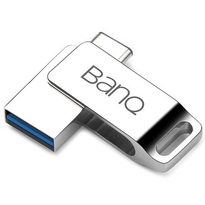 

banq C60 mobile phone U disk 64G USB30 Type-C 31 dual interface high-speed all-metal 360 degree rotating mini USB flash drive OTG mobile phone dual-use U disk snow silver