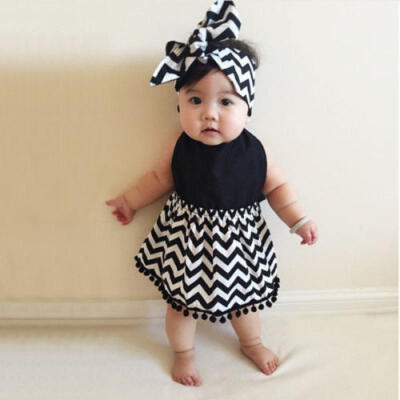 

Newborn Infant Baby Girls Dress Backless Striped Casual Outfit Clothes Dresses