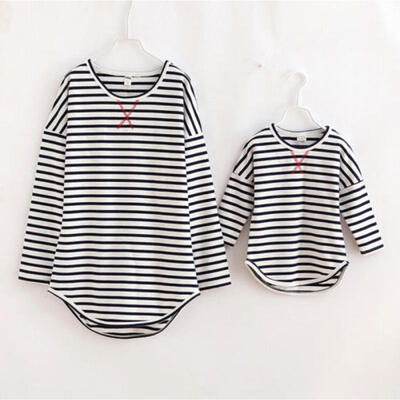 

Hot Sell Mother Daughter Parent-child Irregular T-Shirt Dresses Family Matching