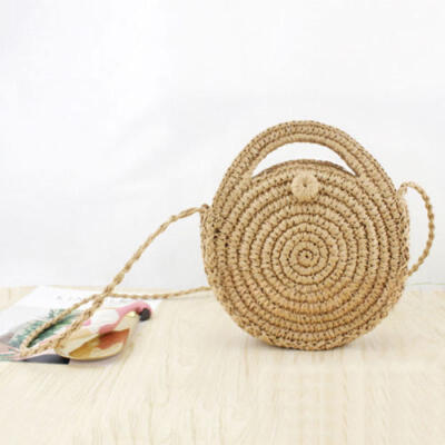 

Women Girls Straw Bag Woven Round Handbag Purse Crossbody Beach Summer Bags