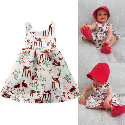 

Toddler Baby Girls Floral&Animal Sleeveless Dress Princess Party Clothes Summer