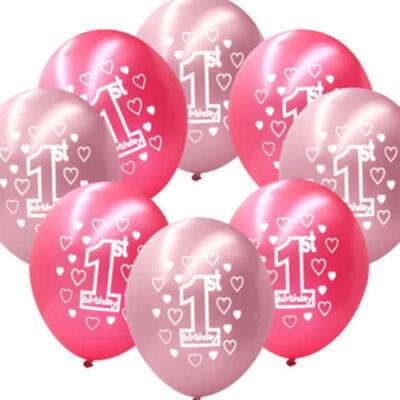 

Girls Boys 1st Birthday Party Pearlised Latex Printed Balloons