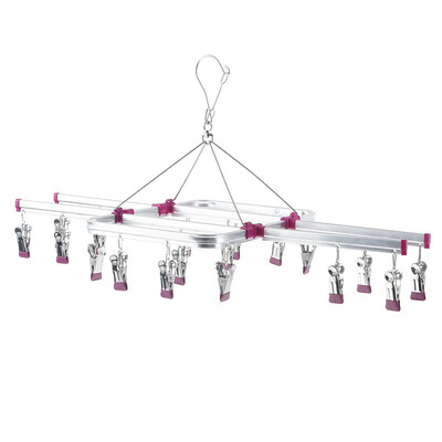 

【Jingdong Supermarket】 plus goods benefits hanger stainless steel folder drying racks more clothes rack 16 folder JX-0719 two loaded