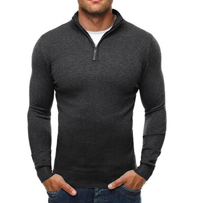 

Fashion Zipper Turtleneck Sweater Men Solid Sweatshirts Knitted Pullovers Sweaters