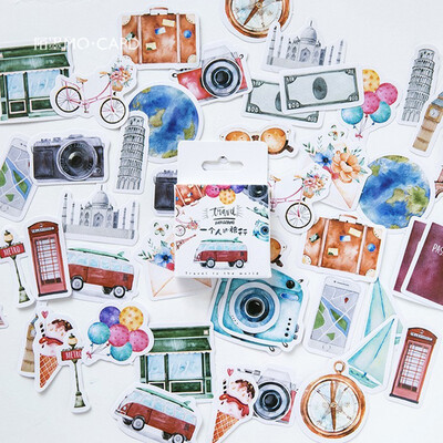 

46 Pcsbag Diy Cute Kawaii Girl Papers Travel Stickers Vintage Romantic For Diary Decoration Scrapbooking