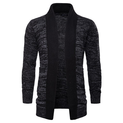 

AOWOF foreign trade thickening long section contrast color sweater knitted sweater shirt cardigan cloak YM014