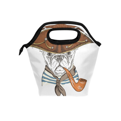 

Lunch Bag Brown Cap Dog Tote Travel Picnic Insulated Handbags Portable Zipper Lunch Bag Box