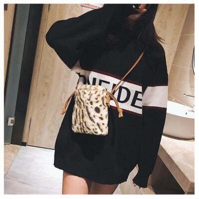 

Woman Curly Long Hair Furry Purse Bag Winter Fluffy Cute CrossBody Party Handbag